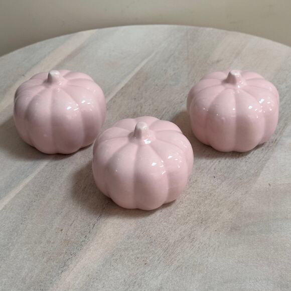 Set Of 3 Martha Stewart Pink Ceramic Led Light Up Jack O Lantern Pumpkins New - Picture 14 of 16